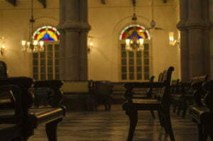 Its interior stuns the visitors with its black and white checked tiles