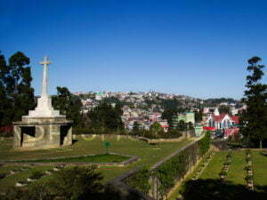 The cemetery is on the slopes of Garrison hill used to be the residence of District Commissioner which was then turned into a battlefield and later into a memorial.