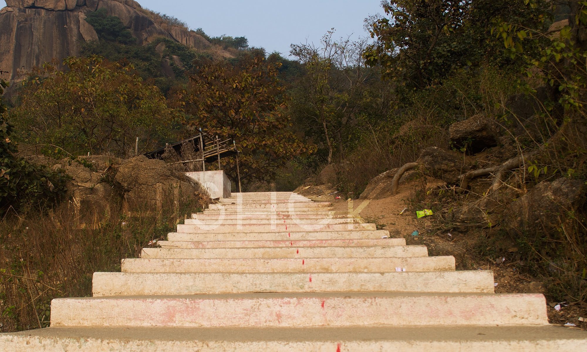 The well-maintained stairs will guide you to the top of the Joychandi hill.