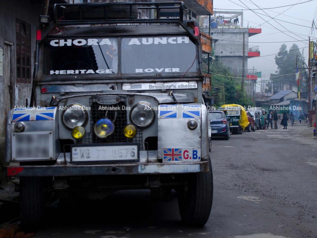 The Land Rover, an antique vehicle which is still operating.