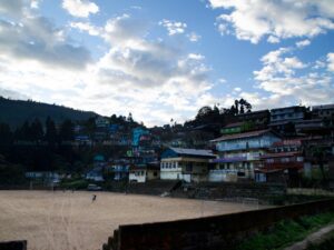 The morning in the beautiful town Mane Bhanjan.
