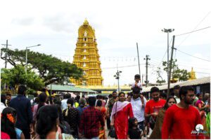 The beautifully sculpted temple devoted to Goddess Chamundeshwari, located on the hilltop