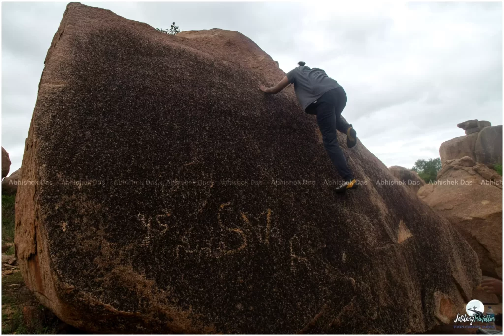 rock climbing in the unique landscape of Hampi