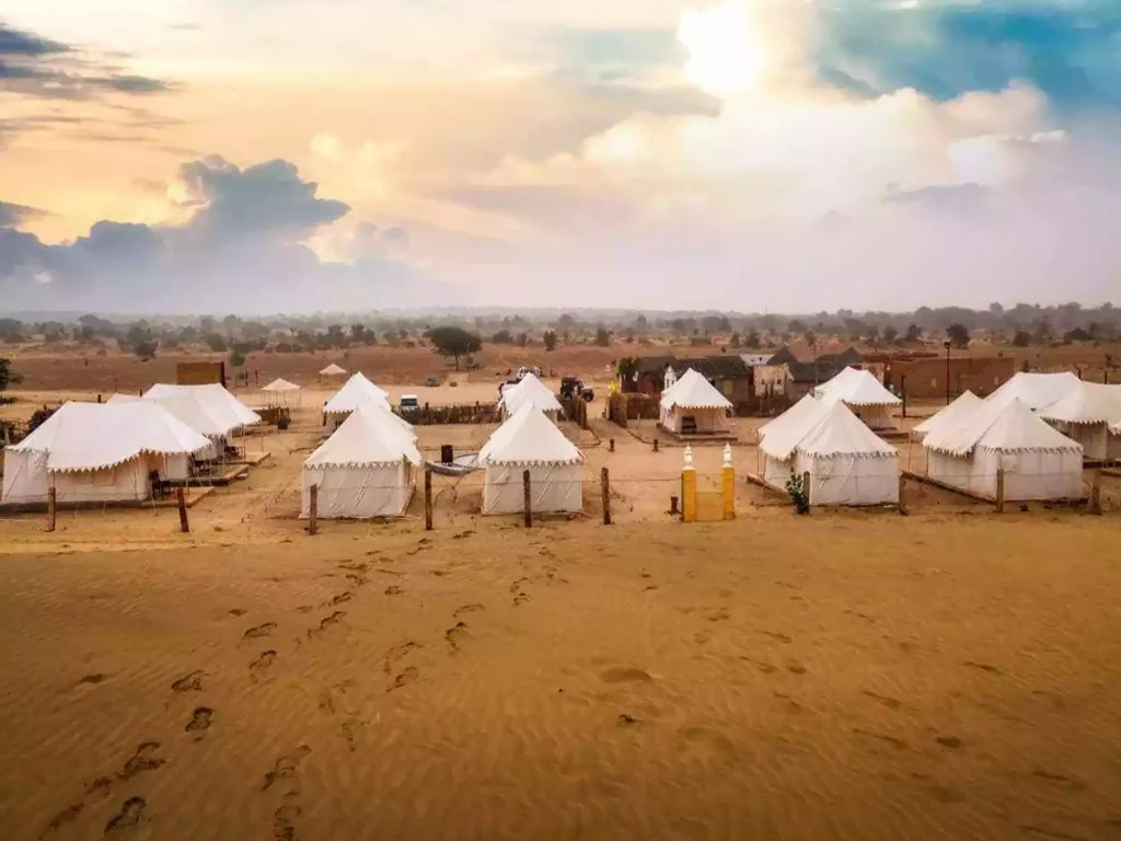 Rajasthani tents, along with Rajasthani folk music