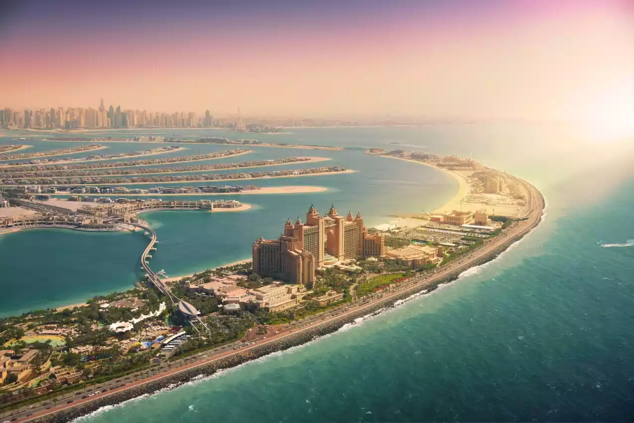 Palm Jumeirah, in the shape of a palm tree