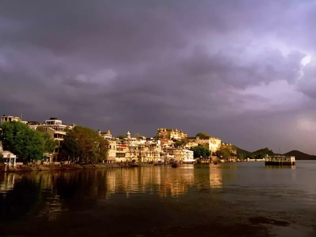 Udaipur is known as the city of lakes in India monsoon rain