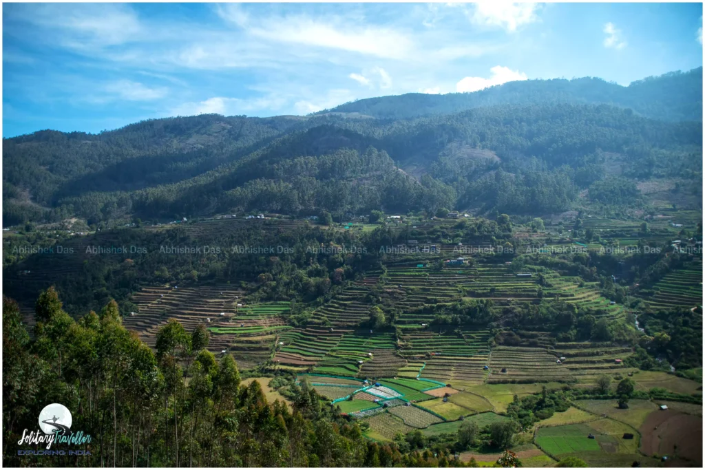 Munnar in mist drifting across remote hills